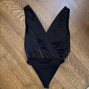 Zara Satin Plunge Bodsuit